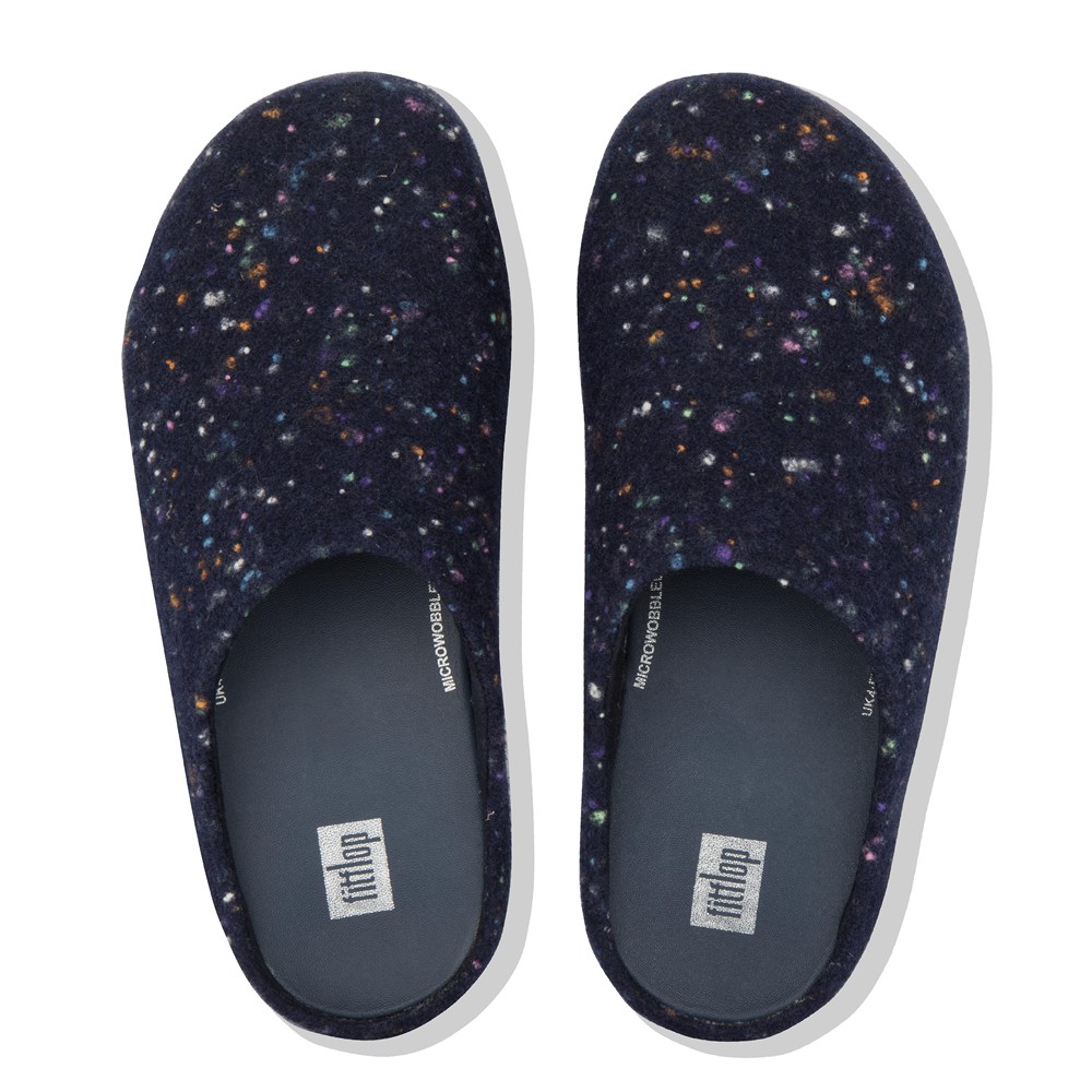 Fitflop Womens Clogs - Shuv Felt - Navy - 524-ZKPJTB